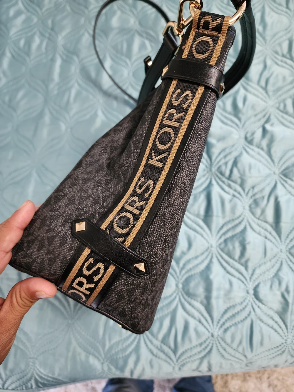 Michael Kors Black Logo Drawstring Shoulder Bag